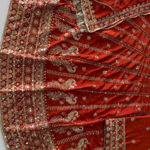 4 Meter flare Heavy Silk Crepe wedding Rajputi Poshak In Orange color -91769