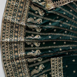 4 Meter flare Heavy Silk Crepe wedding Rajputi Poshak In Blue color -91770