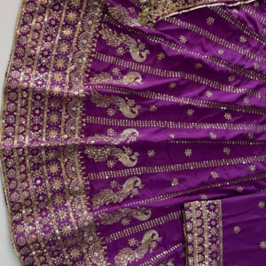 4 Meter flare Heavy Silk Crepe wedding Rajputi Poshak In Light Purple color -91771