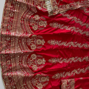 4 Meter flare Heavy Silk Crepe wedding Rajputi Poshak In Red color -91773