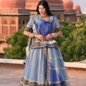 Royal Azure Rajputi Poshak with Handcrafted Gota & Zari Work